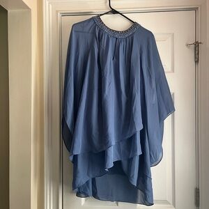 JJs House Blue Layered Chiffon Poncho